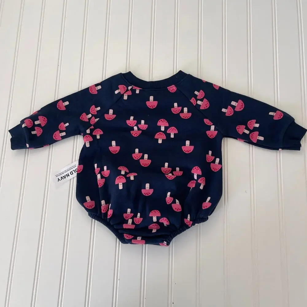 NWT Old Navy Mushrooms Sweatshirt Bodysuit‎ Gift Nursery Girls 3/6 Months